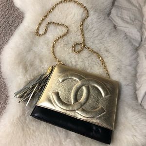 Vintage Chanel Metallic Gold Crossbody Bag